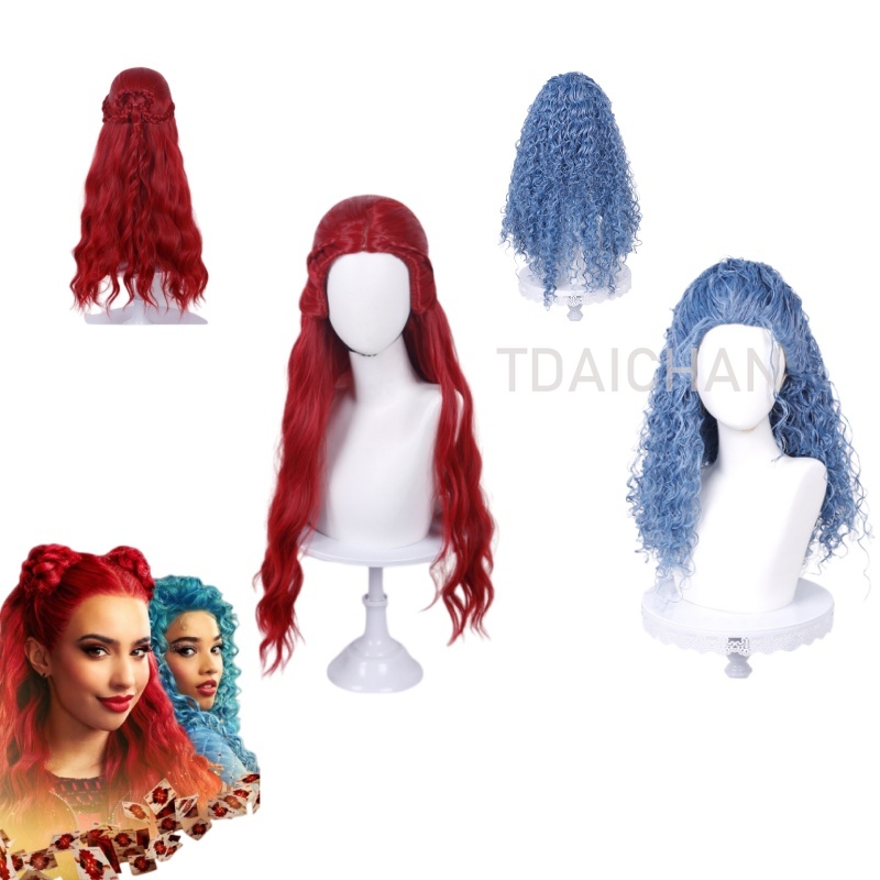 Women'S Red Accessories - Perruque bouclée rouge pour cosplay, coiffure