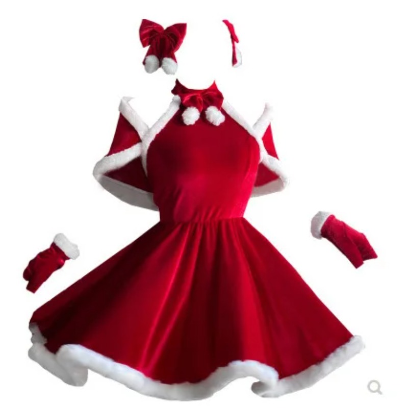 Women'S Red Accessories - Costume de cosplay de Noël, robe,