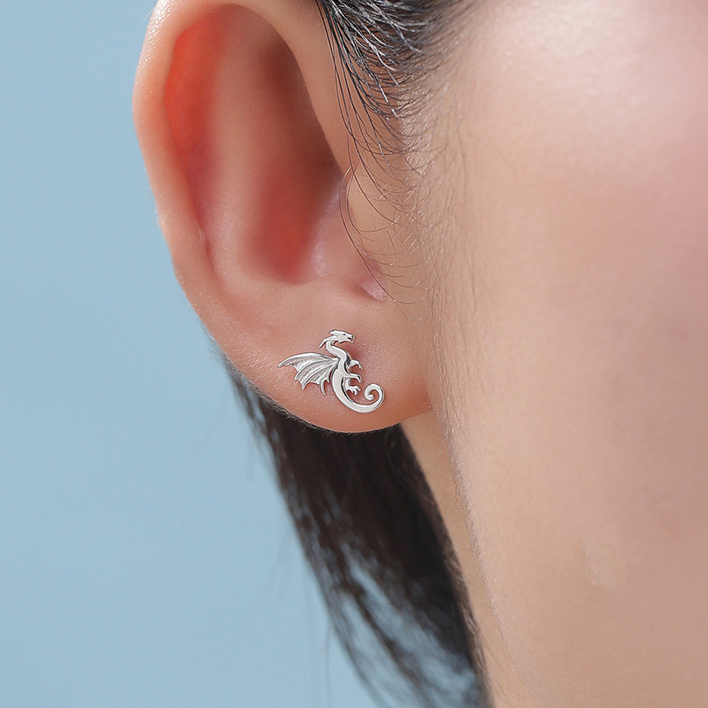 Women'S Accessories Gift Ideas - Boucles d'oreilles clous mini dragon argentées