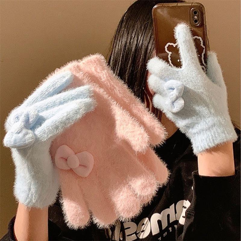 Gants en peluche avec nœud dou - Women'S Accessories Gift Ideas avis et prix
